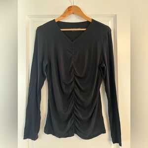 Everlane Black Gathered Long Sleeve Top